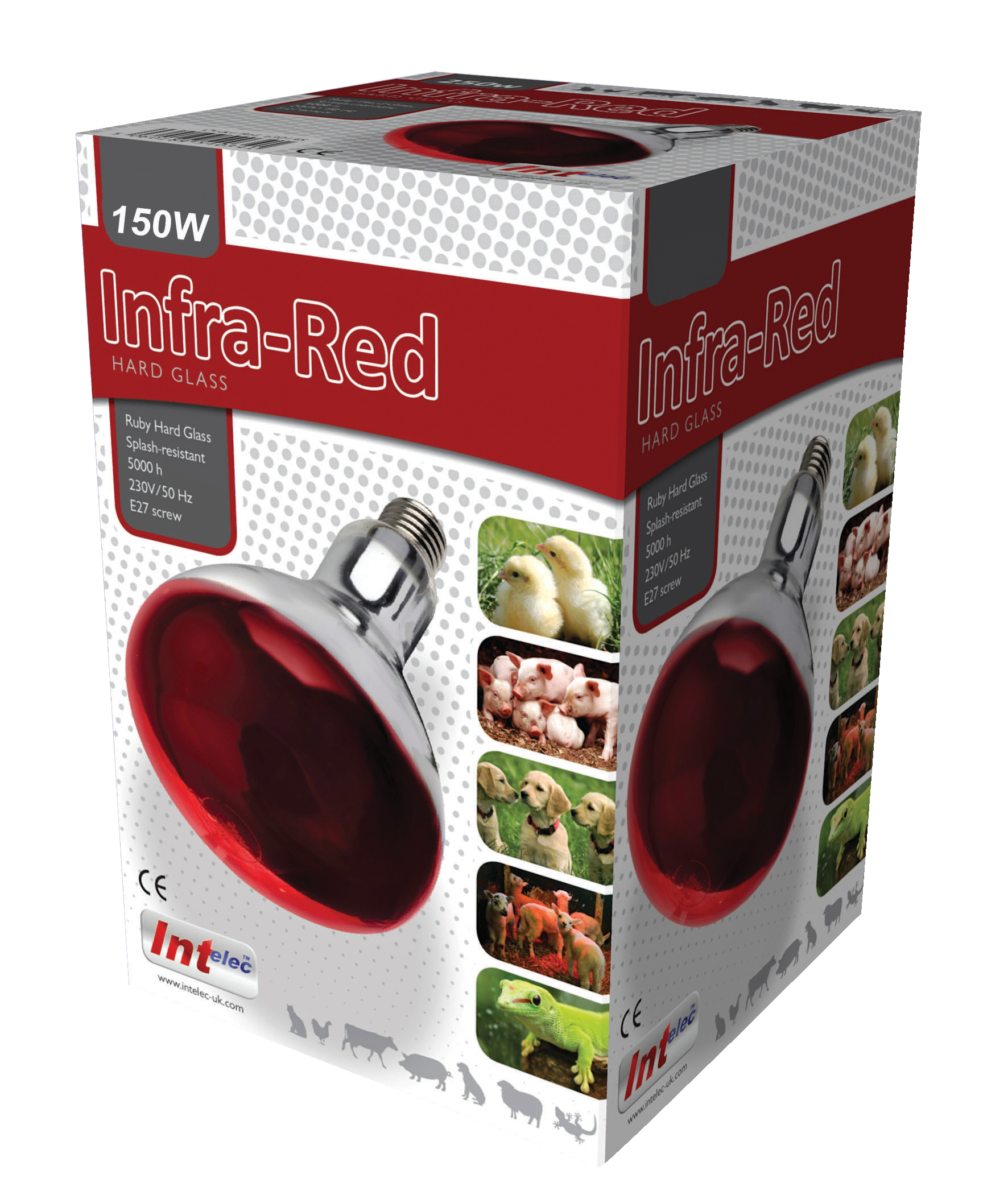 Intelec® Hard Glass Infra-Red Bulb, Ruby Glass, 250 Watt
