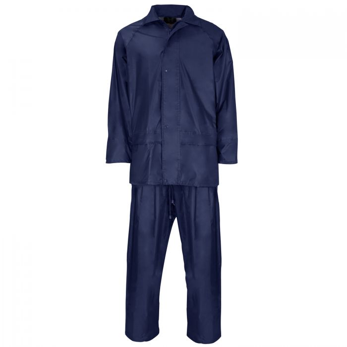 Polyester/PVC Rain Suit, Blue - Size Medium
