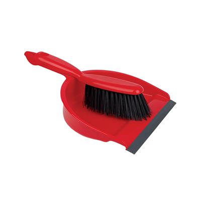 Dustpan & Hand Brush, Stiff, Red