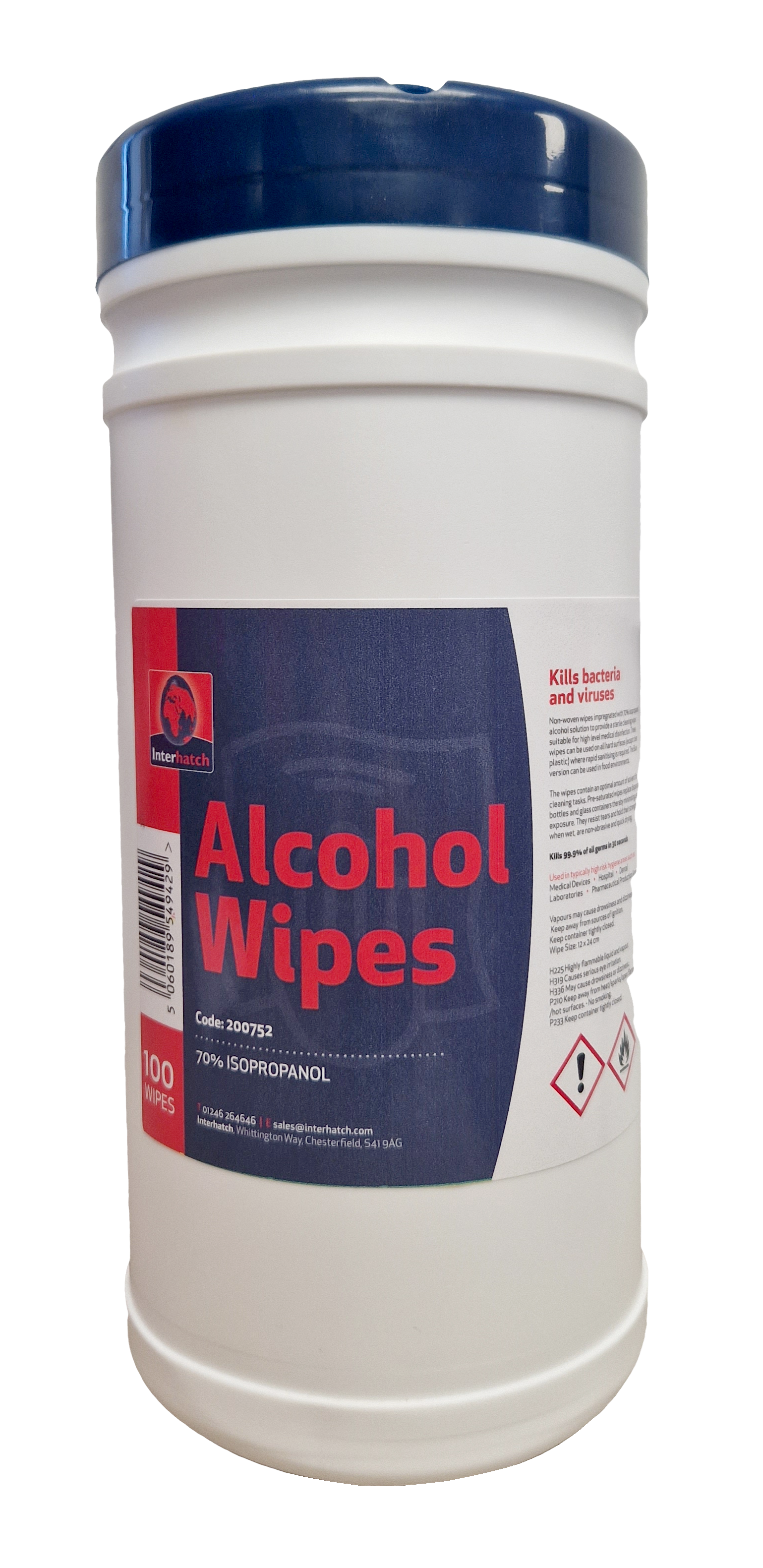 Alcohol Wipes, 70% Isopropanol - Pack of 100
