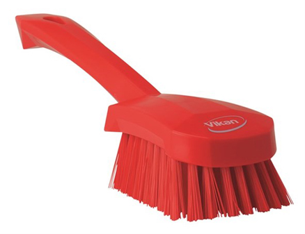 Vikan Washing Brush with Short Handle, 270mm, Hard - Red