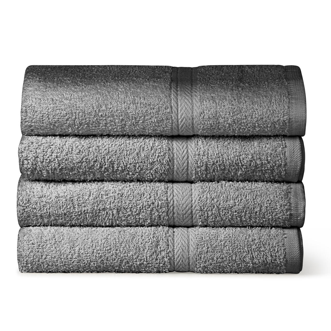 100% Cotton Bath Towels Pack of 4, 70 x 120cm  - Dark Grey