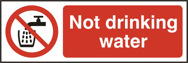 NOT DRINKING WATER Sign, Self Adhesive Vinyl - 75mm x 150mm