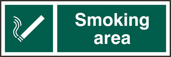 Smoking Area Sign, Rigid Plastic - 300mm x 100mm