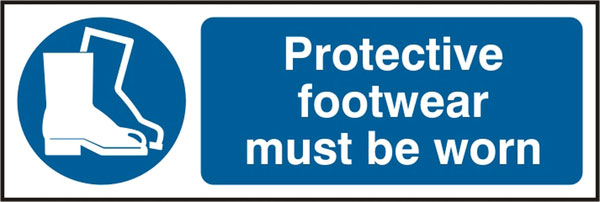 Protective Footwear Sign, Rigid Plastic - 300mm x 100mm