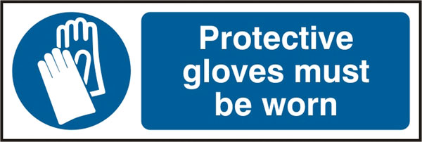 Gloves Must Be Worn Sign, Rigid Plastic - 300mm x 100mm