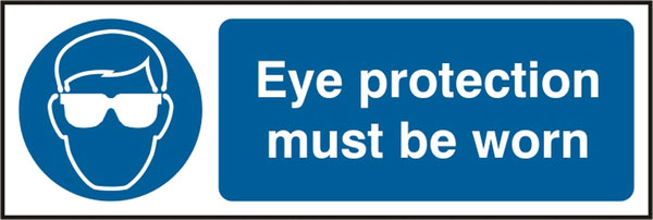 Eye Protection Sign, Rigid Plastic - 300mm x 100mm
