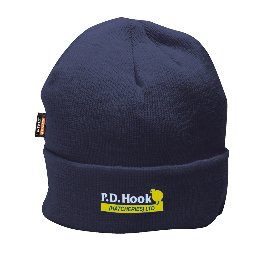 P D Hook (Hatcheries) Ltd - Beanie Hat, Navy, Embroidered