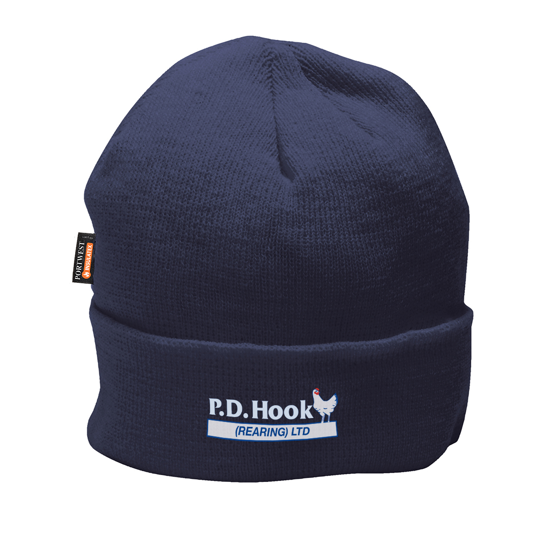 P D Hook (Rearing) Ltd - Beanie Hat, Navy, Embroidered