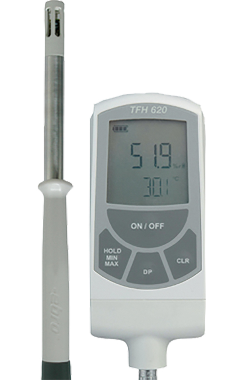 Hygrothermometer c/w detachable air sensor, and ISO Certification.