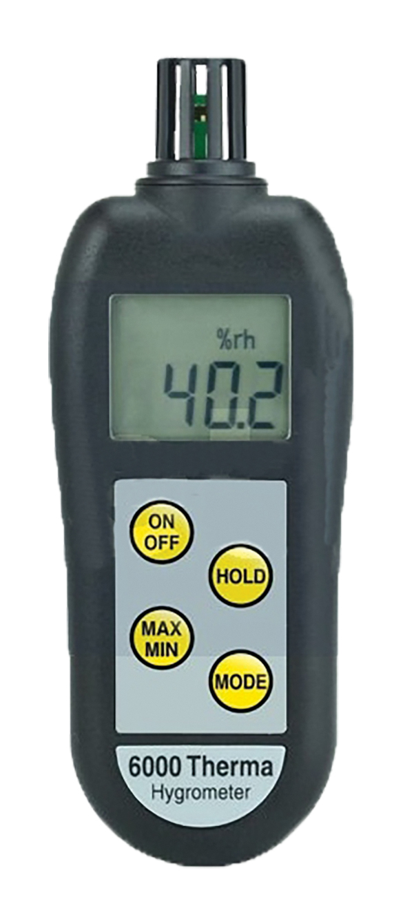 6002 Therma-Hygrometer, with simultaneous display and backlit screen. Integral probe. Optional UKAS calibration certificate