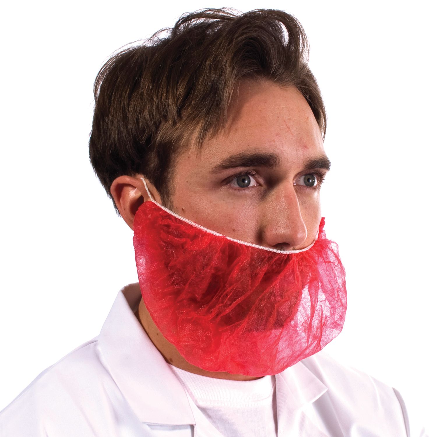 Disposable Beard Mask, Red Non-woven. 100/bag. Supplied 10 bag/case.