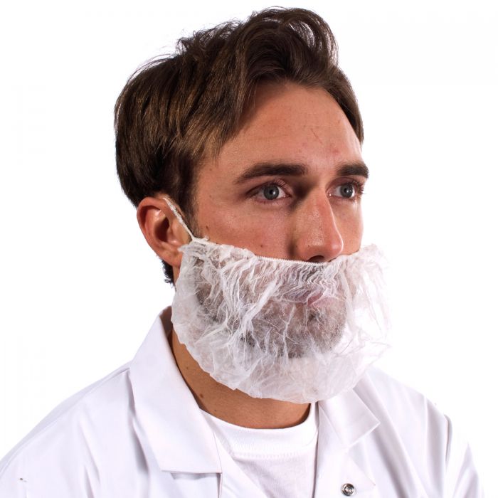 Disposable Beard Mask, White Non-woven. 100/bag. Supplied 10 bags/case