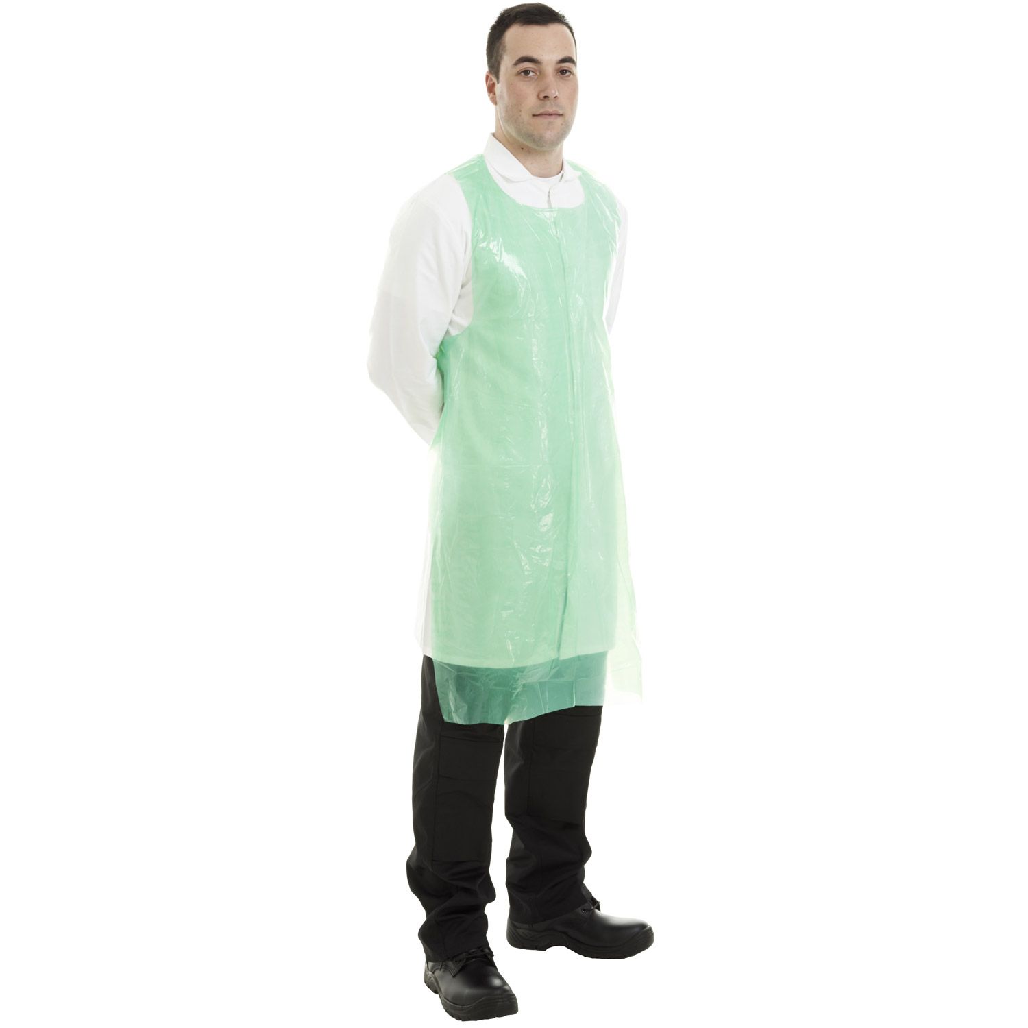 Disposable Green 30mic. PE Aprons on a Roll 200. Size 69 x 107cm. Case 5 roll