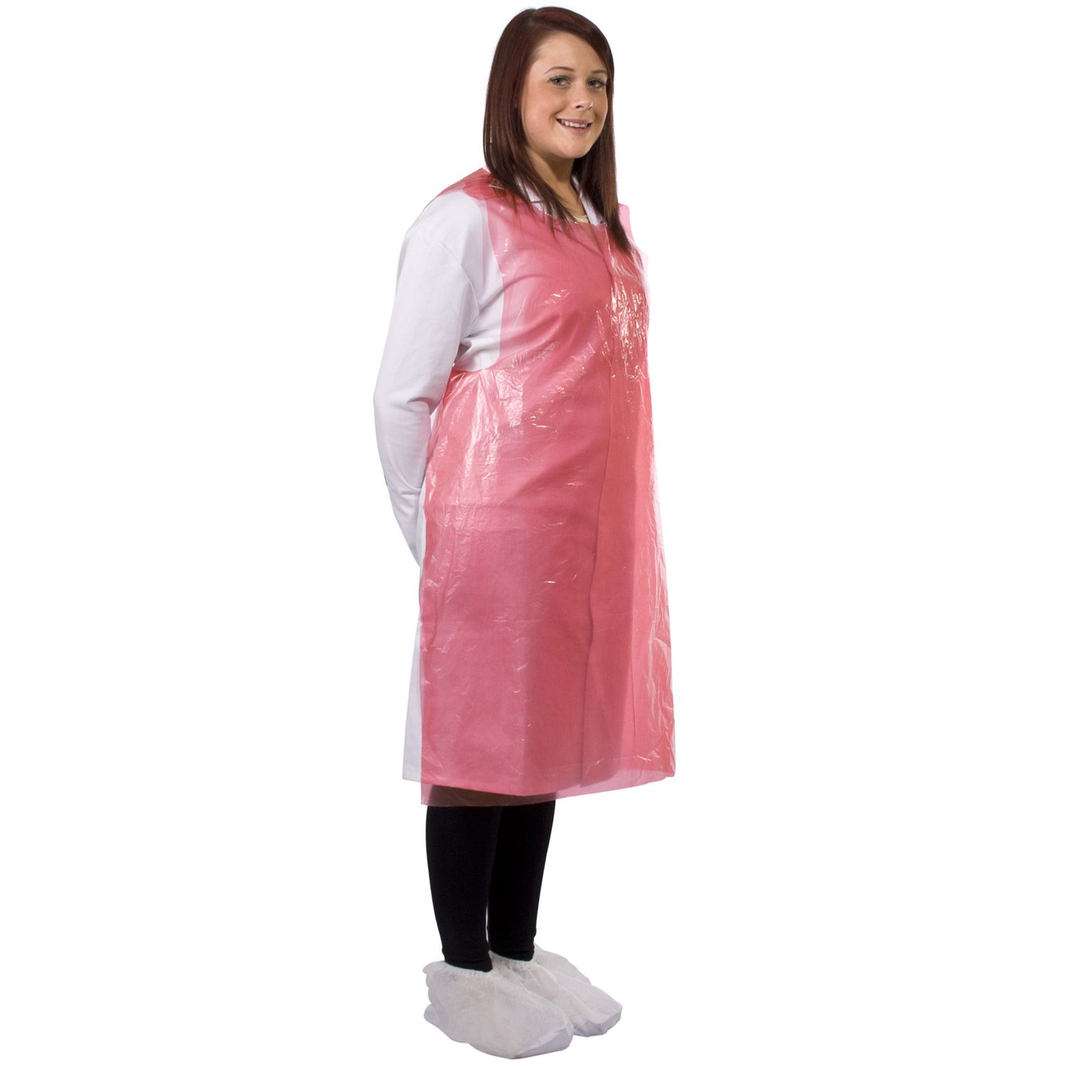 Disposable PE Aprons on a roll, Red