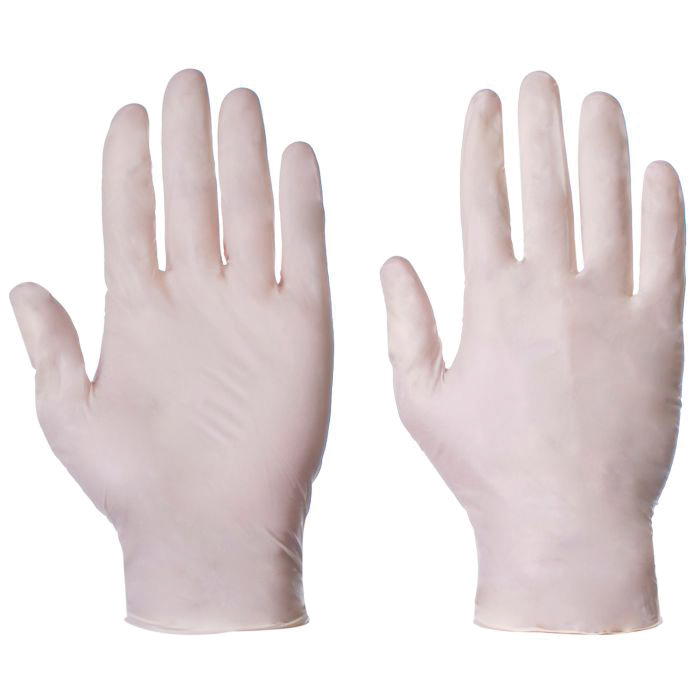 Disposable Latex Gloves. Lightly Powdered. Large. Pack of 100 gloves.