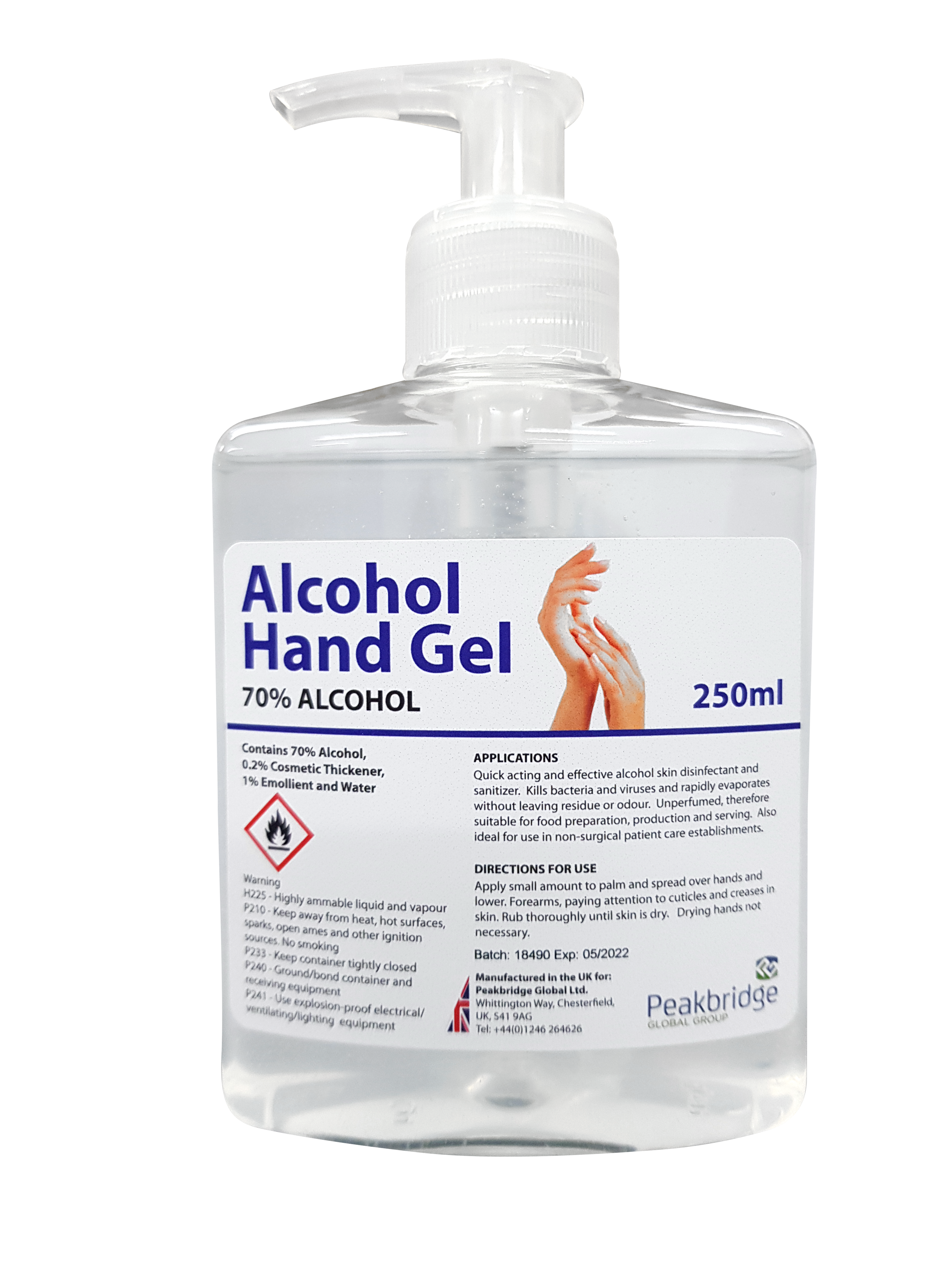 Alcohol Hand Gel, 70% - 250ml
