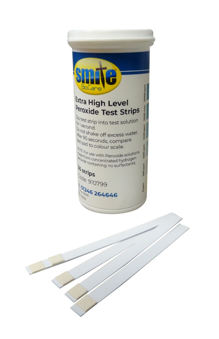 Smite Biocare, Peroxide 0-10000ppm Indicator Strips - Supplied in a vial 50