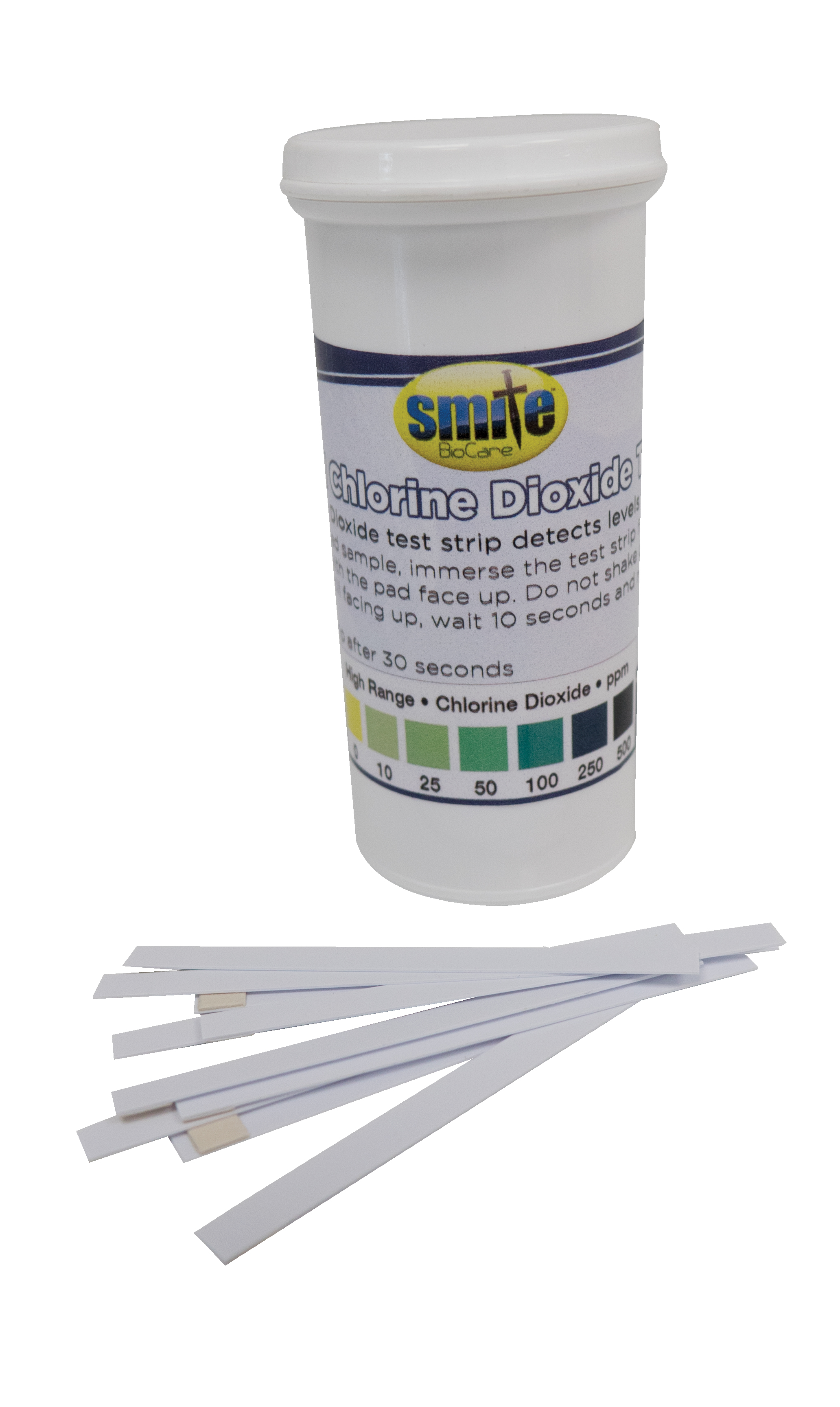 Smite Biocare, Chlorine Dioxide Test Strips, 500ppm - Vial of 50