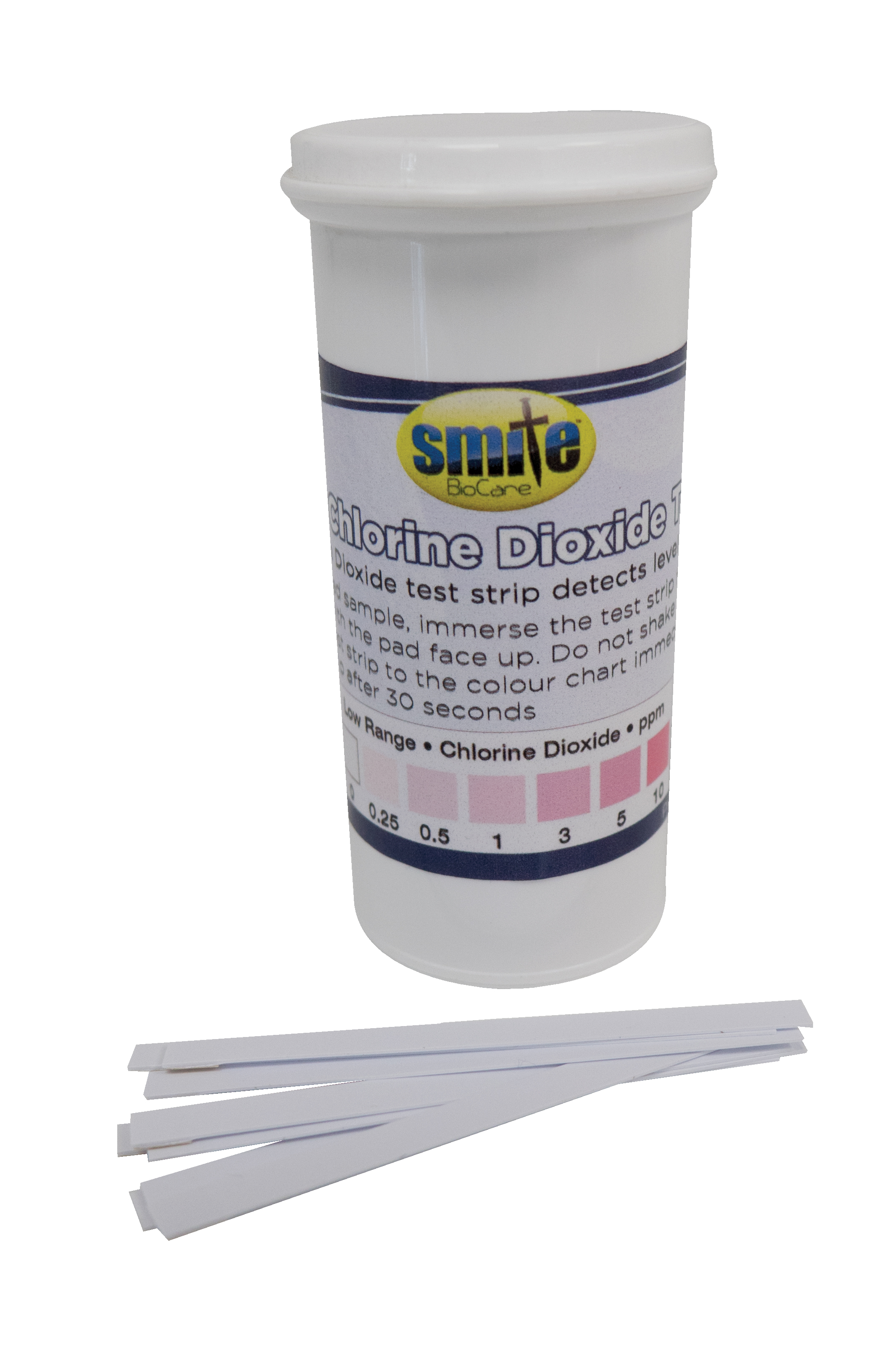 Smite Biocare, Residual Chlorine Dioxide Test Strip, 10ppm - Supplied in a vial 50