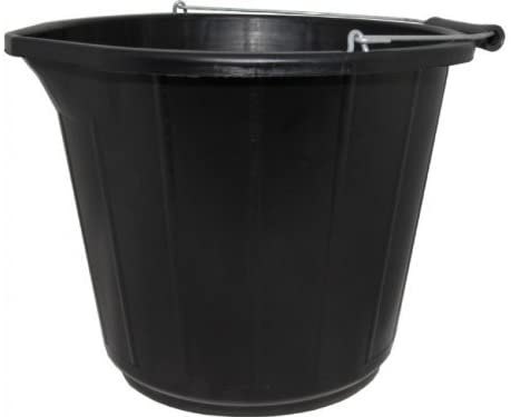 Black Plastic Bucket, 3 Gallon / 14L
