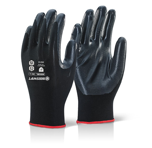 Nitrile Dipped Gloves, Black, 1 pair - Large