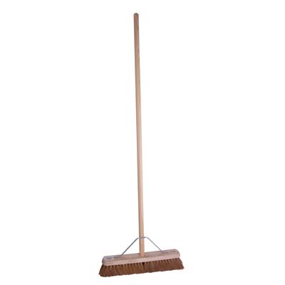 18" Soft Bristle, Natural Coco Fibre Broom/Brush c/w Handle and Metal Stay