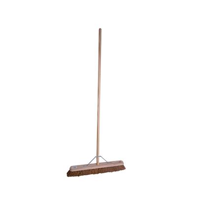 24" Soft Bristle, Natural Coco Fibre Broom/Brush c/w Handle and Metal Stay