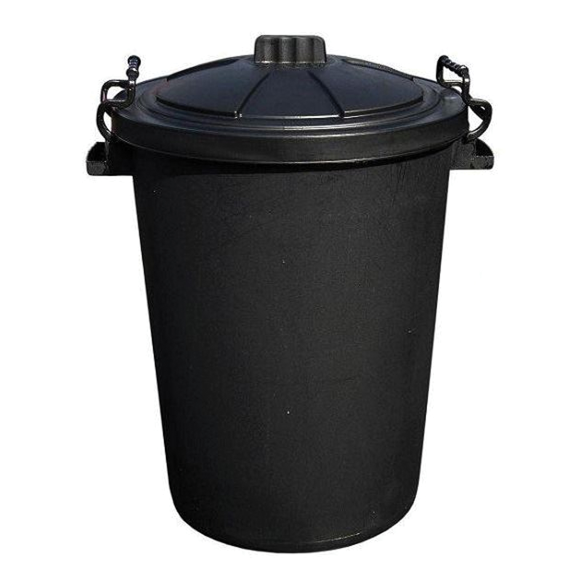 Black Waste Bin with Clip On lid, 80-85L