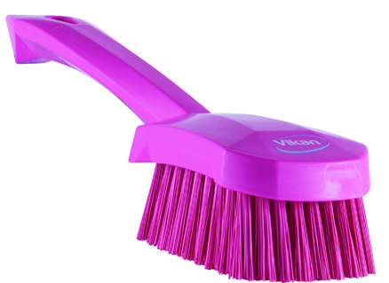 Vikan Washing Brush with Short Handle, 270mm, Hard - Pink