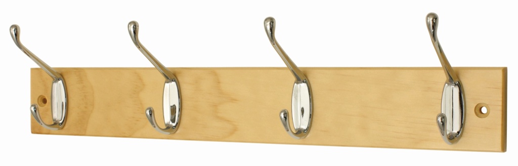Silver 4 Hook Coat Peg Board